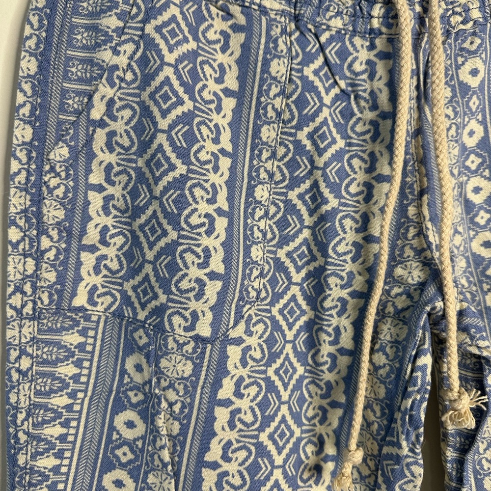 Cali 1850 Printed Linen Pull On Drawstring Beach Pants in Blue Size Small NWT - Picture 3 of 9